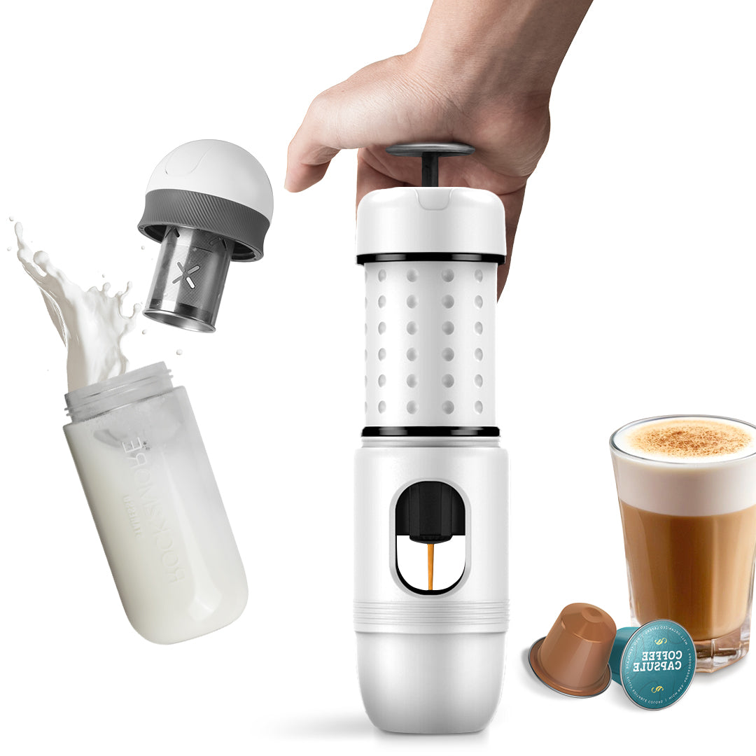 STARESSO Latte Maker Kit - Travel Coffee Maker and Rock2more Milk Frother