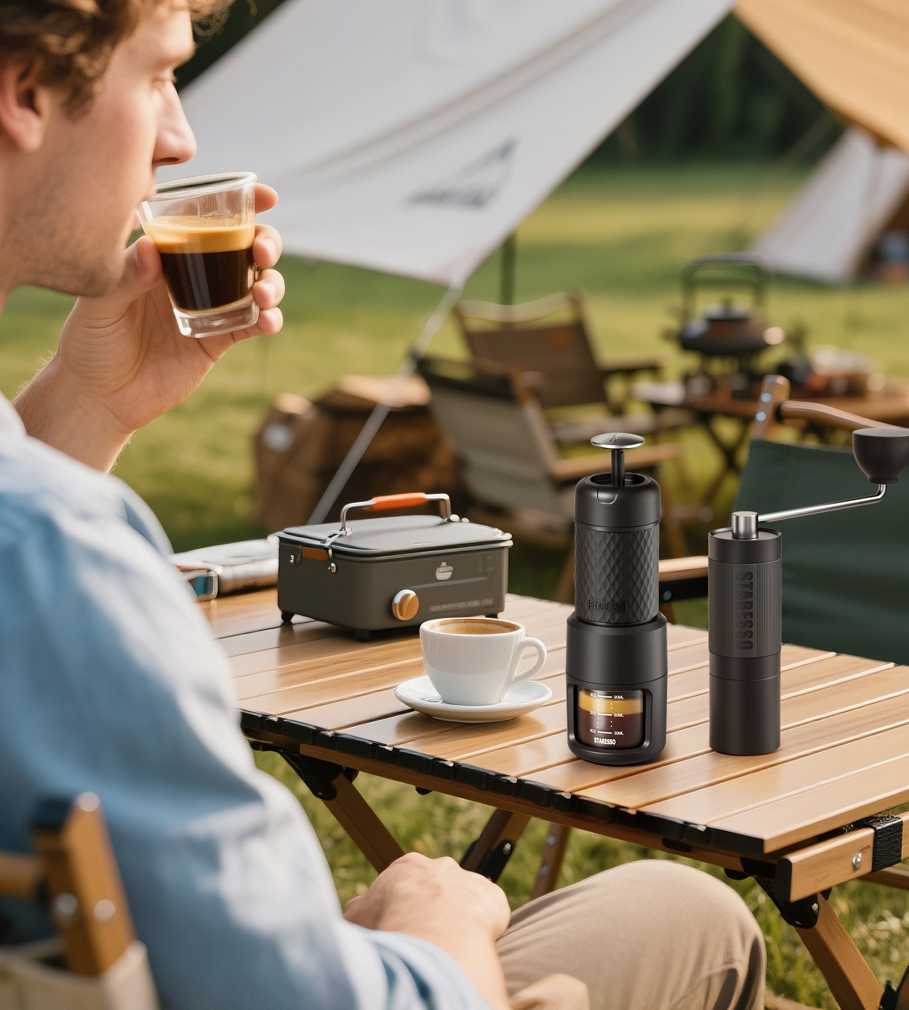 Portable Travel Kit | Manual Espresso Maker & Coffee Grinder