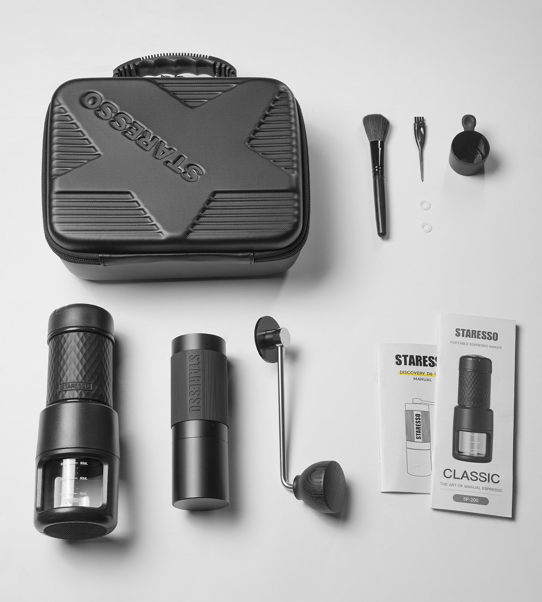 STARESSO Espresso-Reiseset – Klassische tragbare Espressomaschine und manuelle Kaffeemühle