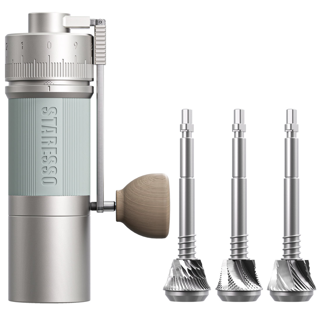 STARESSO D9+ Flavor Matrix, Manual Coffee Grinder Set with 3 Burrs