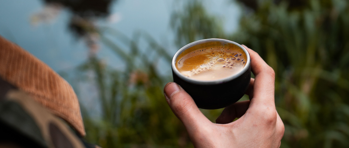 coffee in a cup from staresso portable coffee maker